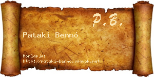 Pataki Bennó névjegykártya